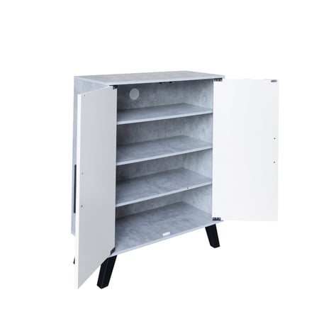 خزانة أحذية خشبية بابين 4 أدوار صناعة ماليزي رمادي وأبيض