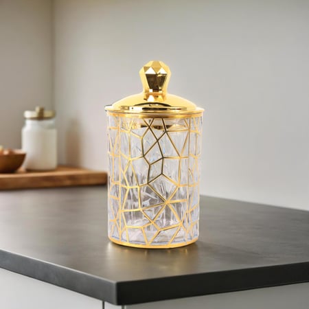 علبة سكر وشاي غطاء ذهبي - أكريليك عالي الجودة