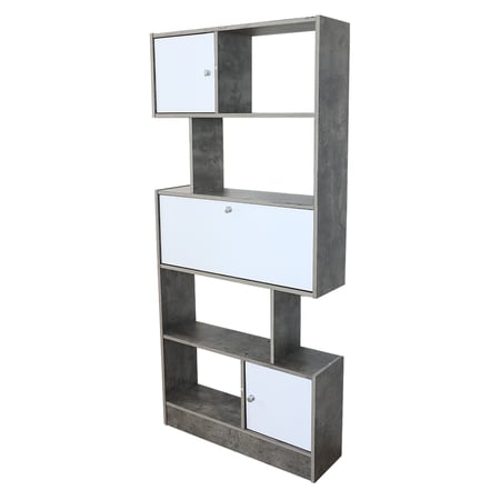 أرفف ماليزي خمسة أدوار - أدراج لون رمادي وأبيض