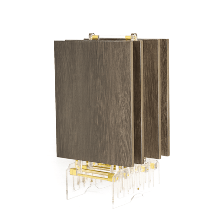 طقم طاولات أكرلك بسطح خشبي مربع 4 قطع