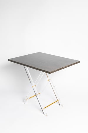 طقم طاولات أكرلك بسطح خشبي مربع 4 قطع