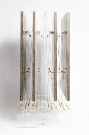 طقم طاولات أكرلك بسطح خشبي مربع 4 قطع