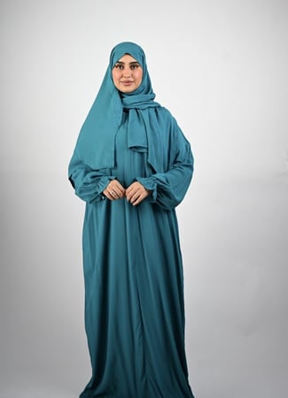 شرشف صلاة تركوازي فاتح - بسحاب وأكمام مطاطية