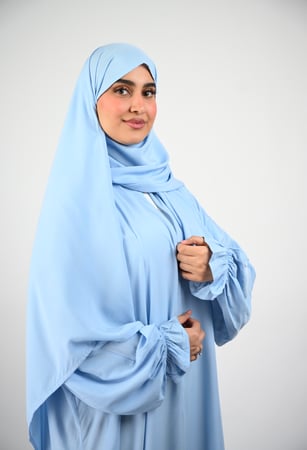 شرشف صلاة أزرق سماوي -سحاب واكمام مطاطية
