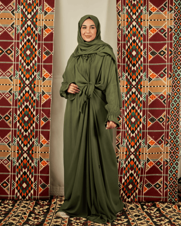 شرشف صلاة زيتي - لف بربطة جانبية