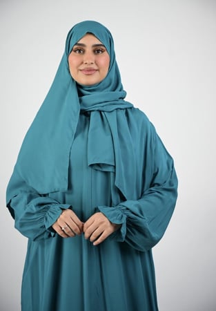 شرشف صلاة تركوازي فاتح - بسحاب وأكمام مطاطية