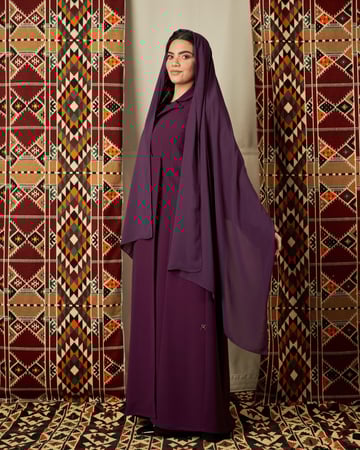 عباية بنفسجية كريب رسمية بقصة مميزة