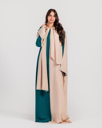 شرشف صلاة بلونين البيج والتركوازي الفاتح - سحاب