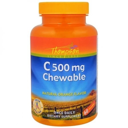 فيتامين سي C500 mg للمضغ، بنكهة البرتقال الطبيعية، 60 قرص مضغيّ
