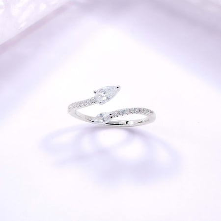 خاتم silver 925 مفتوح مطعم بحبات الزركون- بيورا