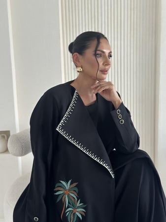 عباية كتان سوداء