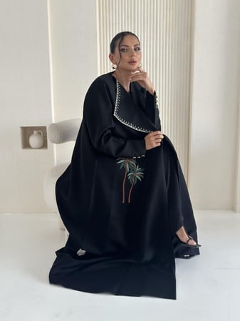 عباية كتان سوداء