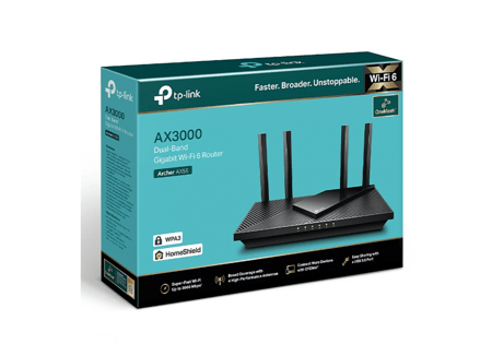 TP - لينك راوتر واي فاي 6 ثنائي النطاق AX3000، من تي بي-لينك، أسود