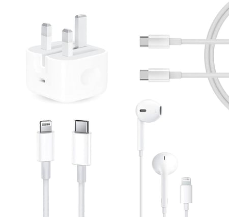 بكج شواحن أصلي من ( 2 كيابل شحن + 1 رؤوس شحن + سماعة ايفون )