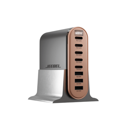 JEEBEL VoltOn GaN 600W – محطة شحن مكتبية بـ 8 منافذ PD وQC