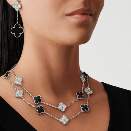 سلسال فينتاج الامبرا فل دايموند وحجر اسود - روز قولد وحجر رمادي