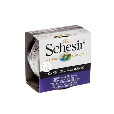 شيزر طعام للقطط بالتونا مع شرائح اللحم البقري في الجيلي 85 جرام