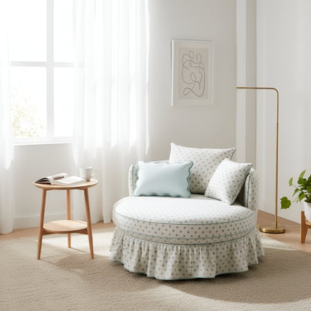 أريكة مدار - منقط رمادي بحواف سماوي فاتح