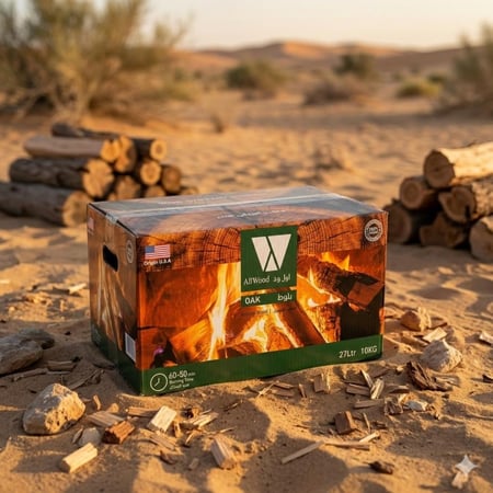 حطب بلوط أمريكي جمر ثابت ودفء متوازن مثالي للمشبات والشوي الخفيف