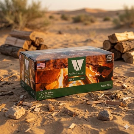 حطب بلوط أمريكي جمر ثابت ودفء متوازن مثالي للمشبات والشوي الخفيف