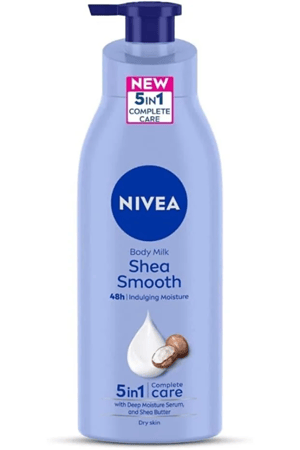NIVEA لوشن مرطب للجسم للبشرة الجافة، عناية مرطبة لمدة 48 ساعة، حليب للجسم ذو إحساس ناعم، زبدة الشيا