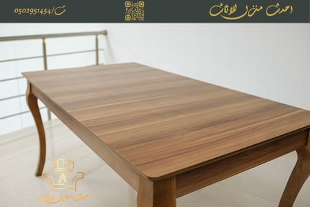 سفرة طعام تركي 6 كراسي ساده خشب زان تركي تنجيد قماش مخمل مقاوم للماء