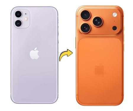 ايفون 11 مستخدم و محول الى 17 برو -256 GB فضي بطارية 73%