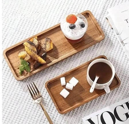 صينية مستطيل خشبي