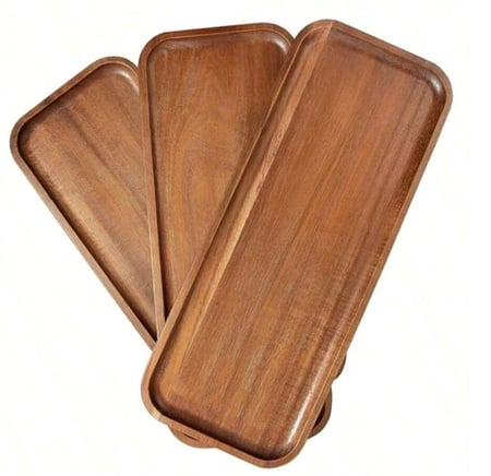 صينية مستطيل خشبي