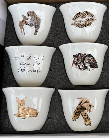 فناجيل مطبوعة قهوة نص درزن / درزن