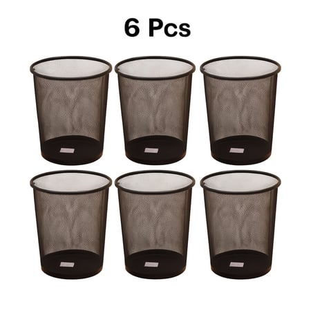 سلة نفايات معدنية شبكية للمكتب والمنزل – تصميم عملي وأنيق اسود عدد 6 حبة مقاس 25×18