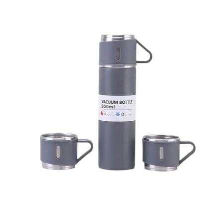 طقم مج حراري فاخر 500 مل مع كوبين - متعدد الألوان