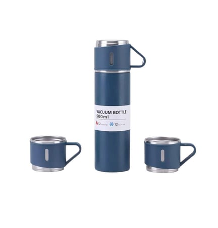 طقم مج حراري فاخر 500 مل مع كوبين - متعدد الألوان