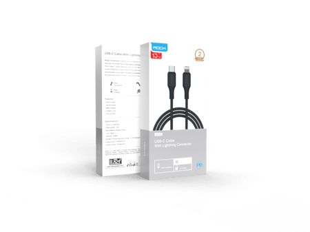 كيبل  روك سريع الشحن - تايب سي الى ايفون - 27 واط - 1 منر - قماش