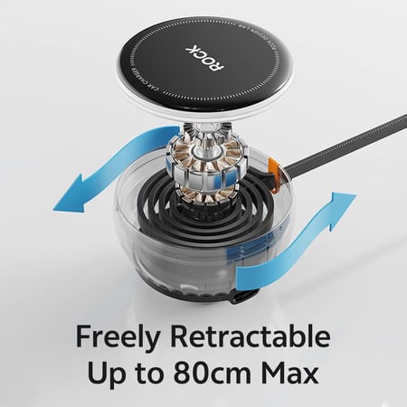 شاحن سيارة روك ROCK H30 مع كيبل تايب سي سحب (45 واط) - سريع الشحن