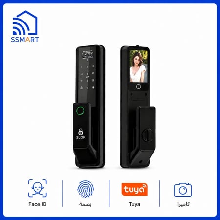 قفل باب ذكي SLOK G2 Ultra مع التعرف على الوجه والكاميرا وتطبيق Tuy