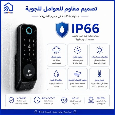قفل باب حديد خارجي ذكي بصمة بلوتوث مطور | TTLOCK