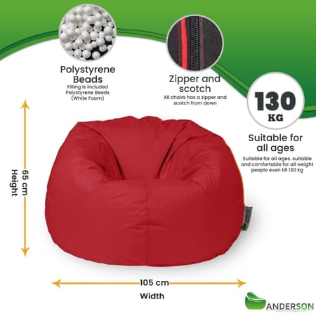بين باج أندي لون أحمر مقاوم للماء Bean Bag Saudi Arabia بين باج KSA