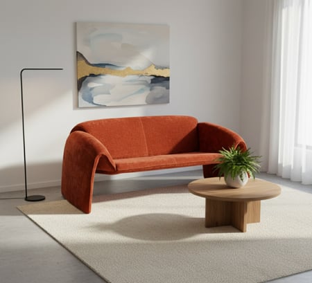 كنبة "أوريانا" الانسيابية المخملية لون  بيج غامق