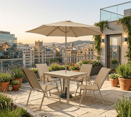 طاولة طعام خارجية تالين لون بيج