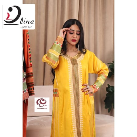 جلابية عسيري كريب ملكي كتان فاخر