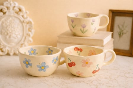 اكواب بطبعات الورود