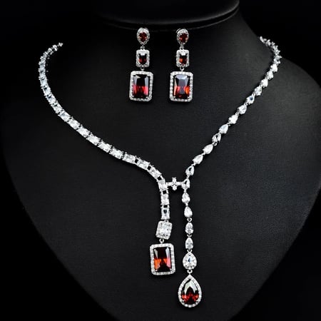 Zirconia Necklace and Earrings Set