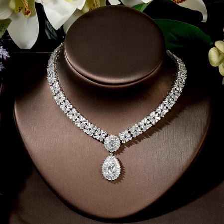 Zirconia Necklace and Earrings Set