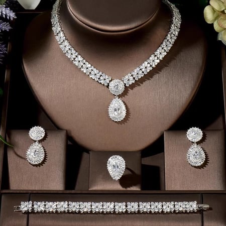 Zirconia Necklace and Earrings Set