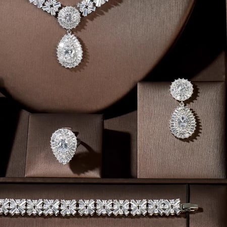 Zirconia Necklace and Earrings Set