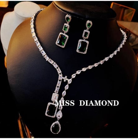 Zirconia Necklace and Earrings Set