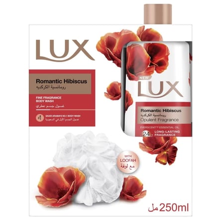 غسول الجسم لوكس رومانسية الكركديه مع لوفة - 250 مل
