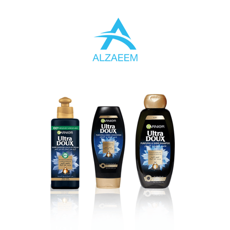 مجموعة غارنييه لفروة الرأس الحساسة والشعر الباهت بالفحم الأسود وزيت ال