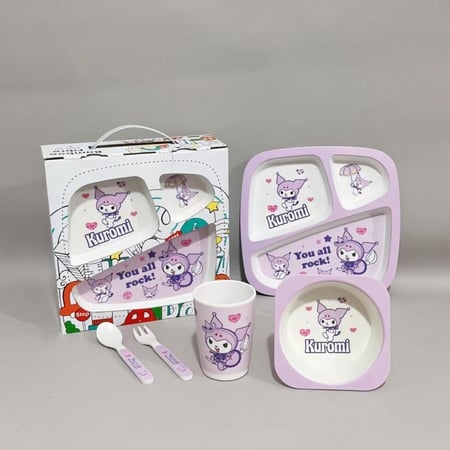 طقم اواني للأطفال كورومي من البامبو5 قطع